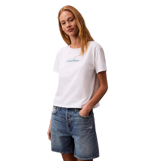 Calvin Klein Jeans Weißes T-Shirt aus recycelter Baumwolle