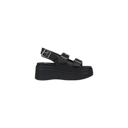 Tommy Hilfiger Jeans Schwarze Leder-Sandale