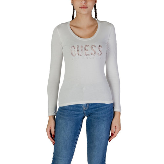 Guess Weißes Baumwoll-Langarmshirt