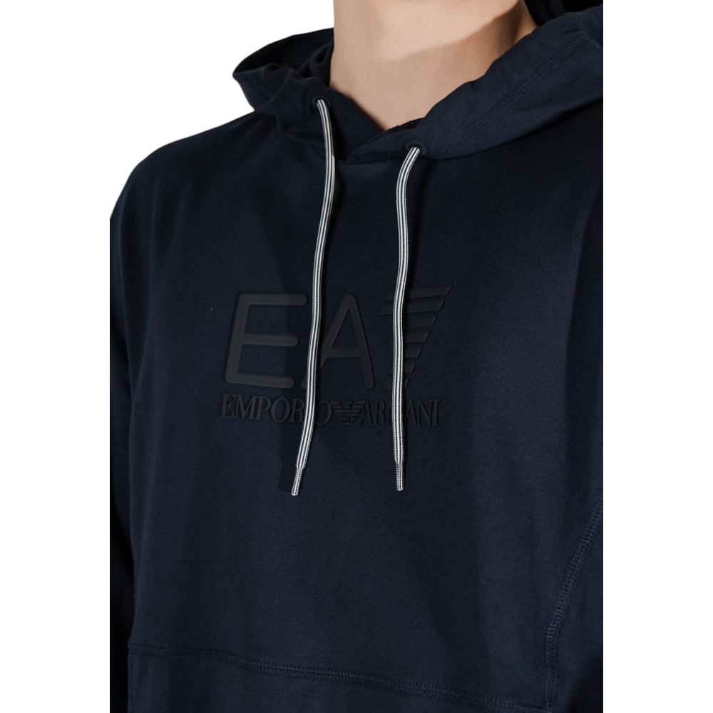EA7 Emporio Armani Blauer Baumwoll-Kapuzenpulli