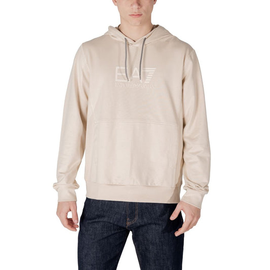 EA7 Emporio Armani Beigefarbener Baumwoll-Kapuzenpulli