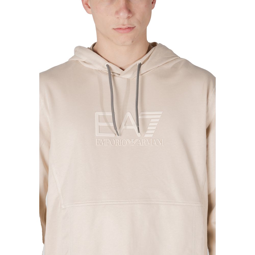 EA7 Emporio Armani Beigefarbener Baumwoll-Kapuzenpulli
