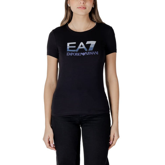 EA7 Emporio Armani Schwarzes T-Shirt aus Baumwolle