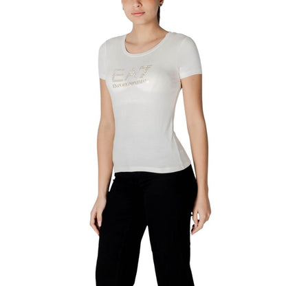 EA7 Emporio Armani Cremefarbenes Modal-T-Shirt