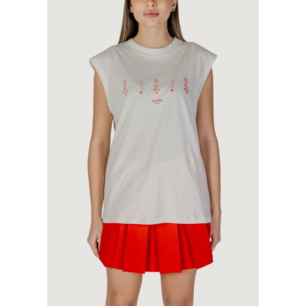 Replay Cremefarbenes Baumwolltank-Top