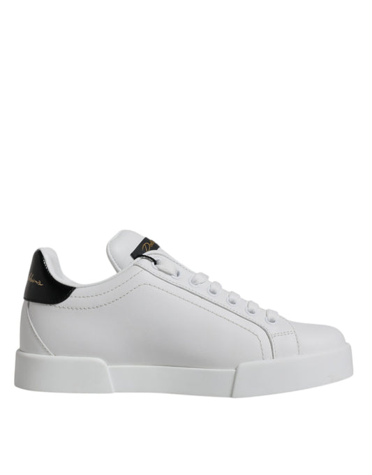 Dolce & Gabbana Weiß Schwarz Leder Low Top Sneakers Schuhe