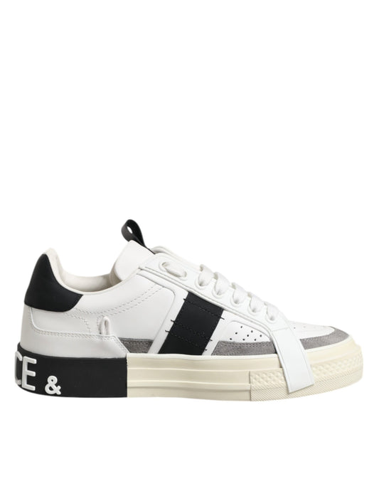 Dolce & Gabbana Weißes Leder Custom 2.Zero Sneakers Schuhe