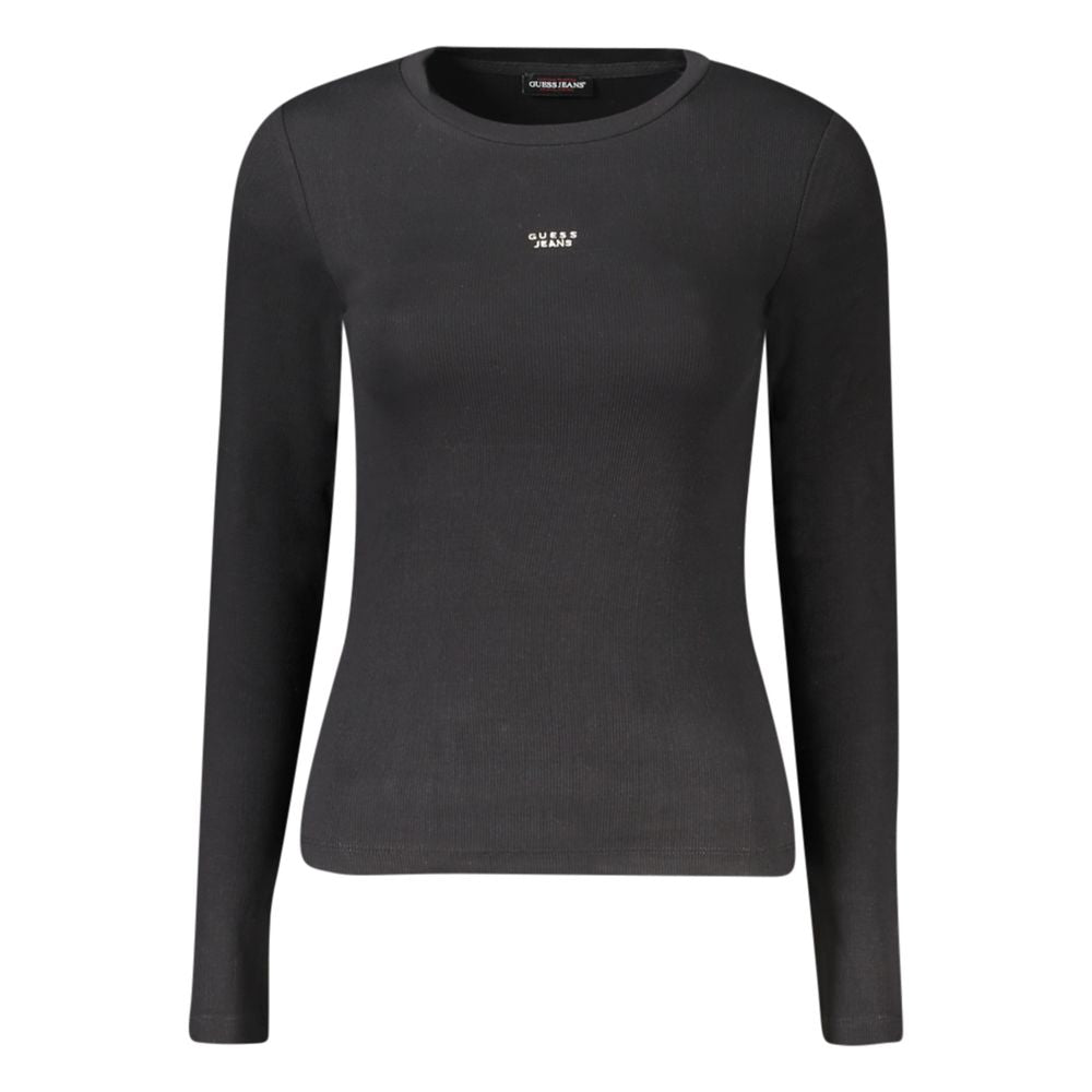 Guess Jeans Schwarzes Baumwoll-T-Shirt für Frauen