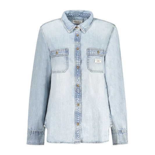 Guess Jeans Blaues Baumwollhemd