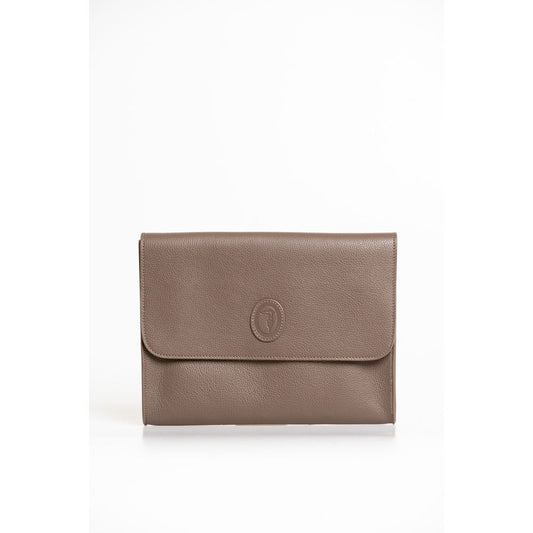 Trussardi Braune Polyester-Kupplungstasche