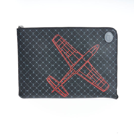 Trussardi Schwarze Leder Clutch Tasche