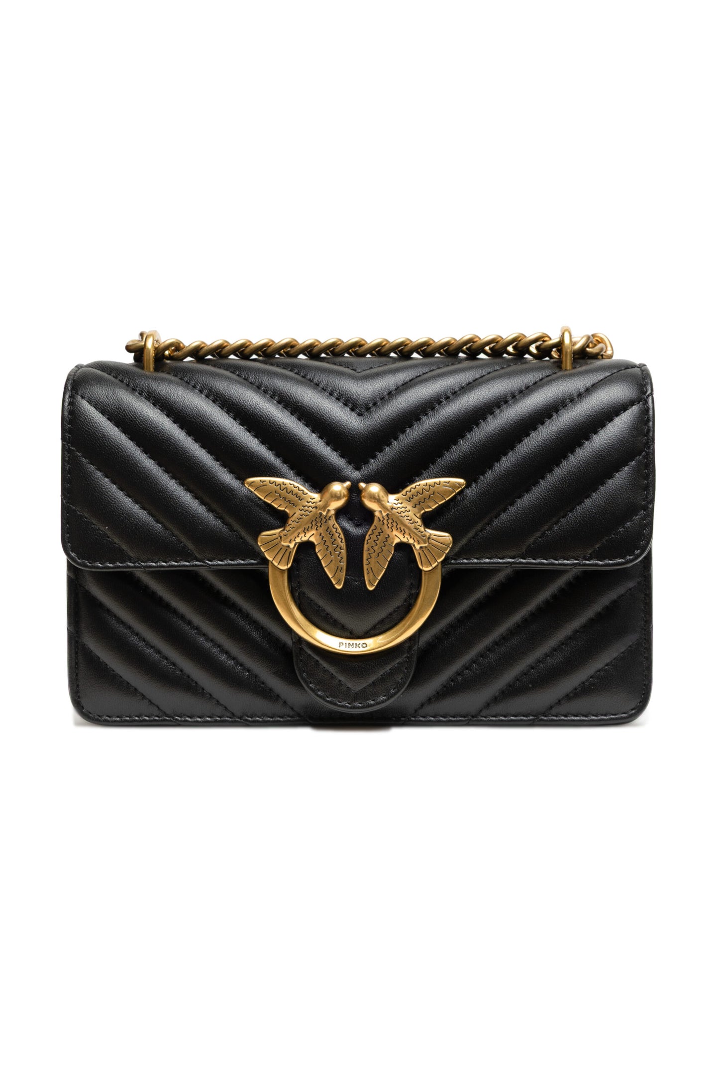 PINKO Schwarze Leder Love One Mini Umhängetasche