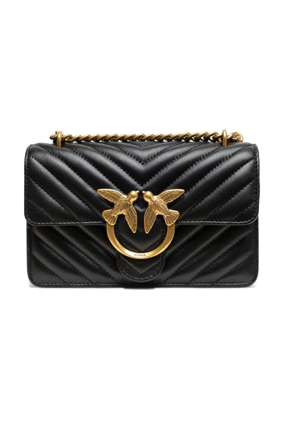 PINKO Schwarze Leder Love One Mini Umhängetasche