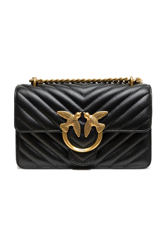 PINKO Schwarze Leder Love One Mini Umhängetasche