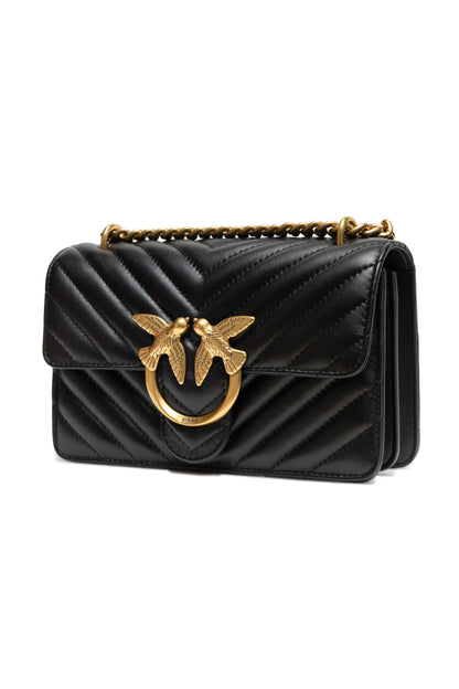 PINKO Schwarze Leder Love One Mini Umhängetasche