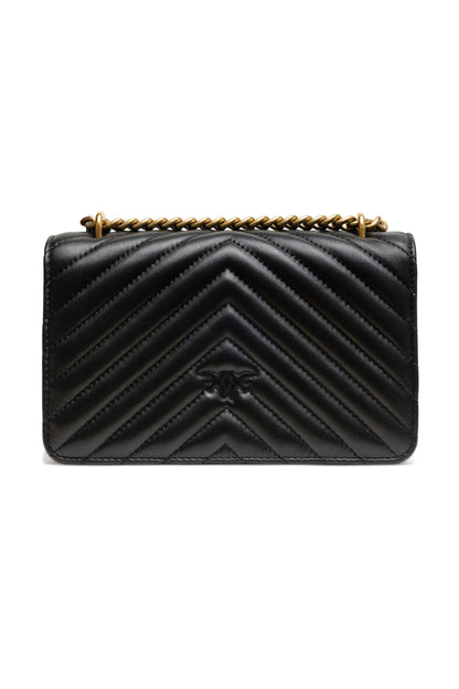 PINKO Schwarze Leder Love One Mini Umhängetasche