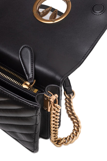 PINKO Schwarze Leder Love Click Mini Umhängetasche