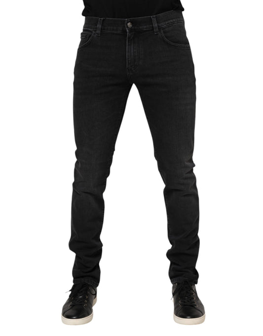 Dolce & Gabbana Schwarz Baumwolle Skinny Männer Denim Hosen Jeans