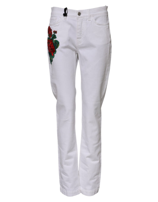 Dolce & Gabbana Weiße Jeans mit Paillettenstickerei GIRLY Denim