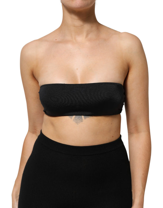 Dolce & Gabbana Schwarzes Nylon-Mischung Bandeau-Trägerlos-Top
