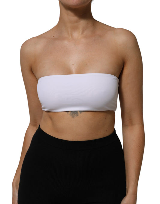 Dolce & Gabbana Weißes trägerloses Bandeau-Top aus einer Nylonmischung