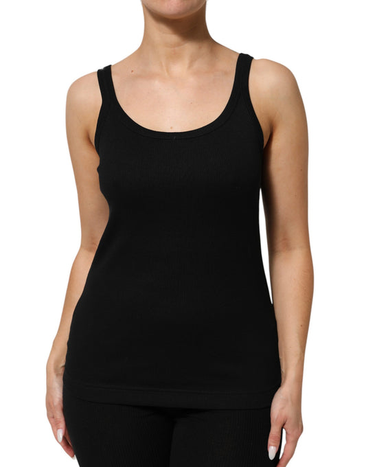 Dolce & Gabbana Schwarzes ärmelloses Baumwoll-Tank-Top für Frauen