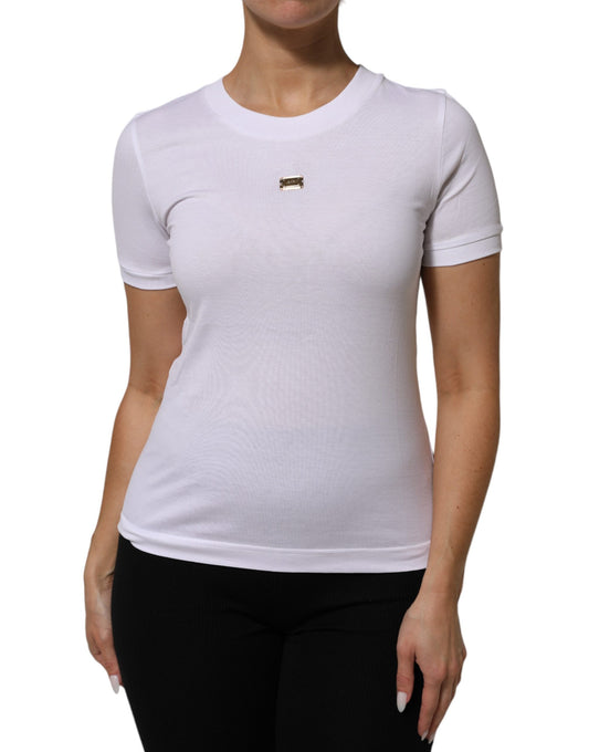 Dolce & Gabbana T-Shirt Weiß Baumwolle Rundhalsausschnitt Kurze Ärmel I