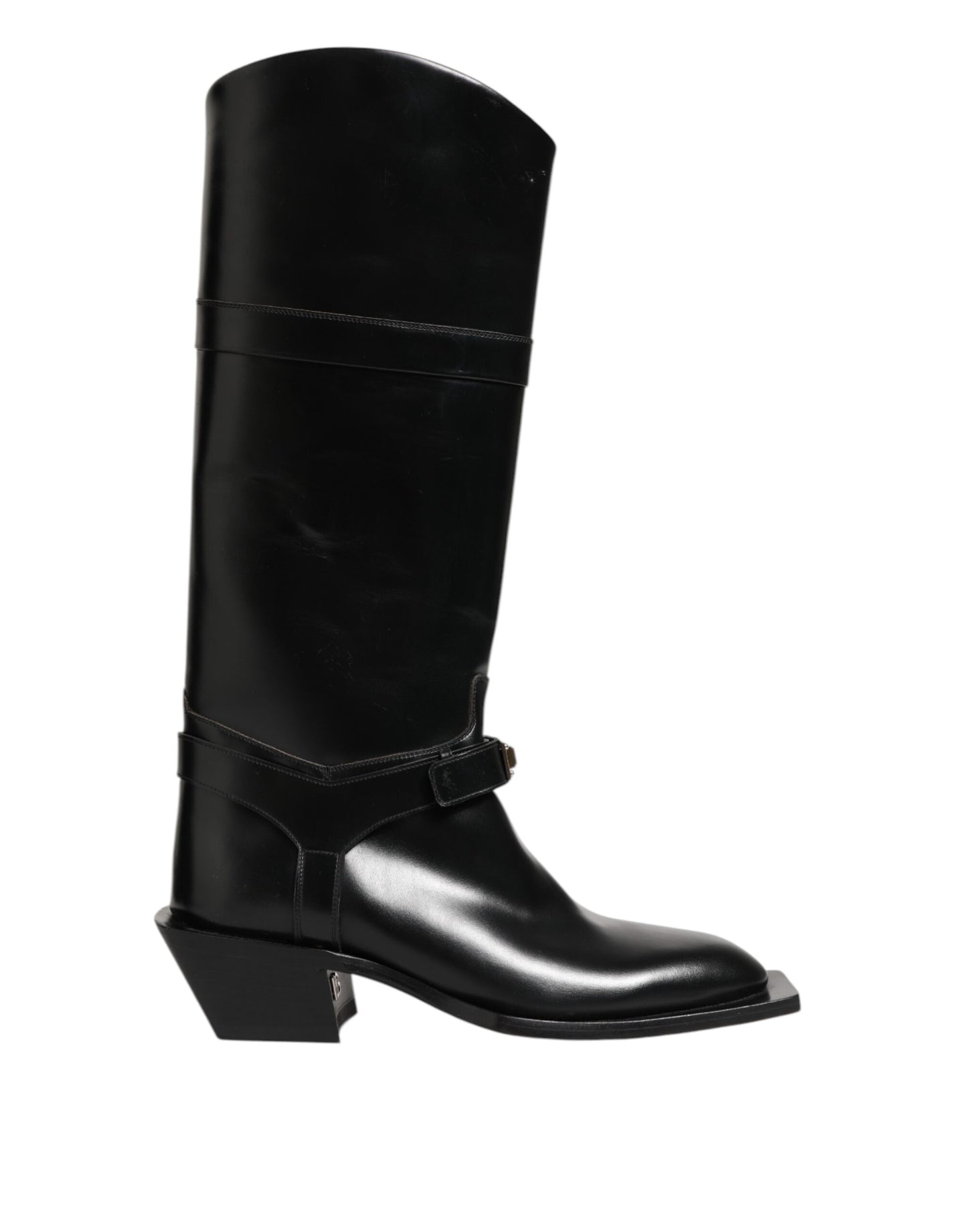 Dolce & Gabbana Schwarzes Logo Plaque Over The Calf Stiefel Schuhe