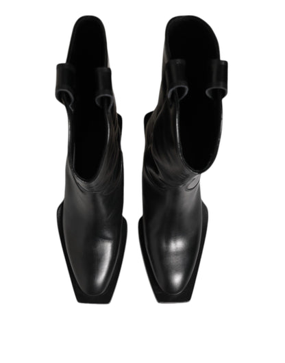 Dolce & Gabbana Schwarz Leder Over The Calf Biker Stiefel Schuhe