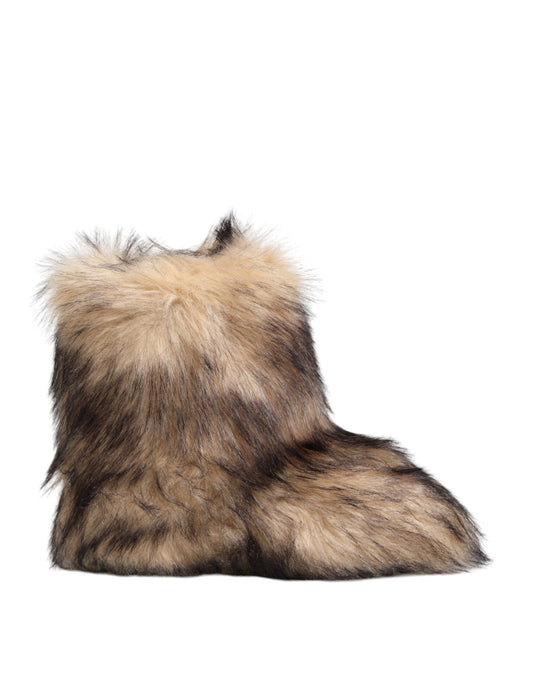 Dolce & Gabbana Braun Faux Skim Pelz Männer kurze Stiefel Schuhe