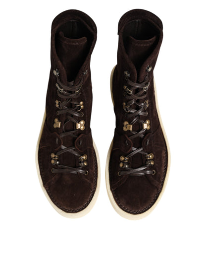 Dolce & Gabbana Braune Wildleder Schnürstiefel kurze Schuhe