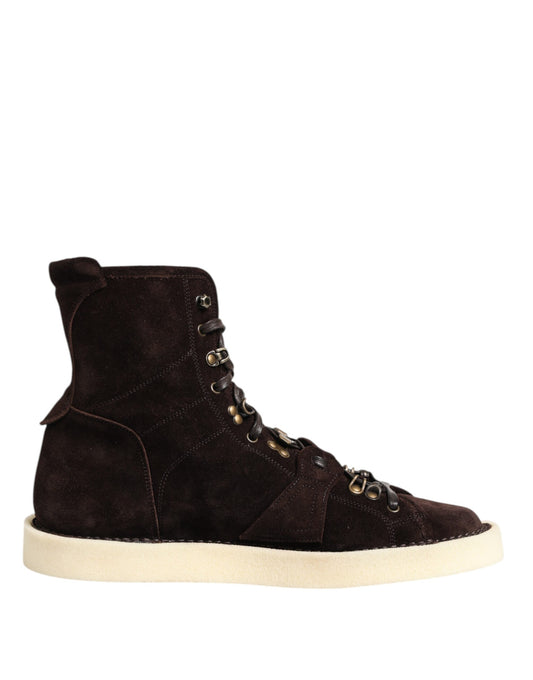 Dolce & Gabbana Braune Wildleder Schnürstiefel kurze Schuhe