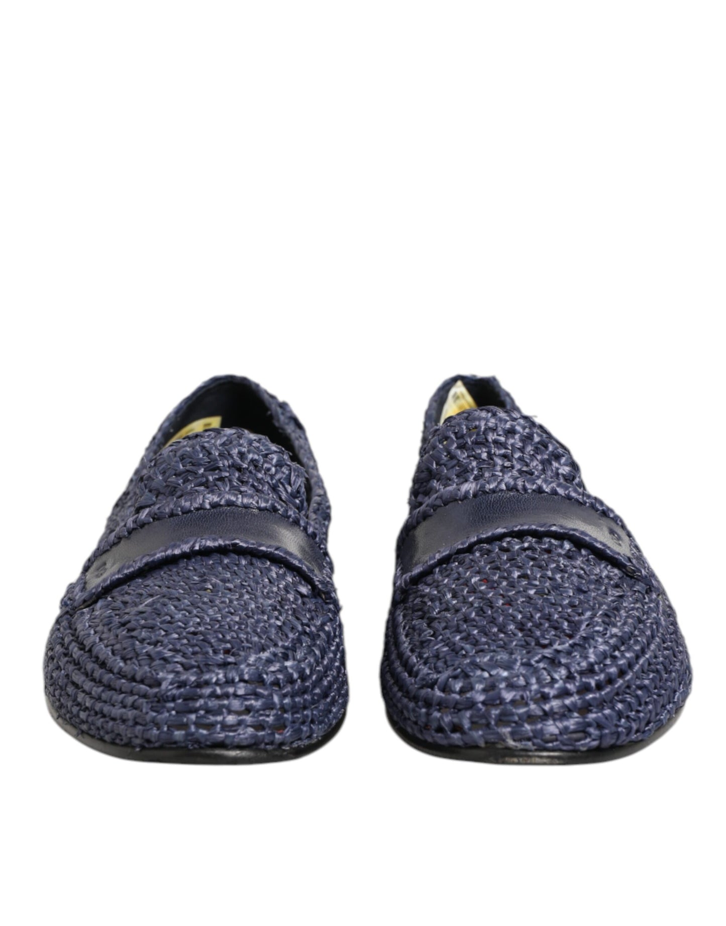 Dolce & Gabbana Blaue gewebte Leder Slipper Männer Schuhe