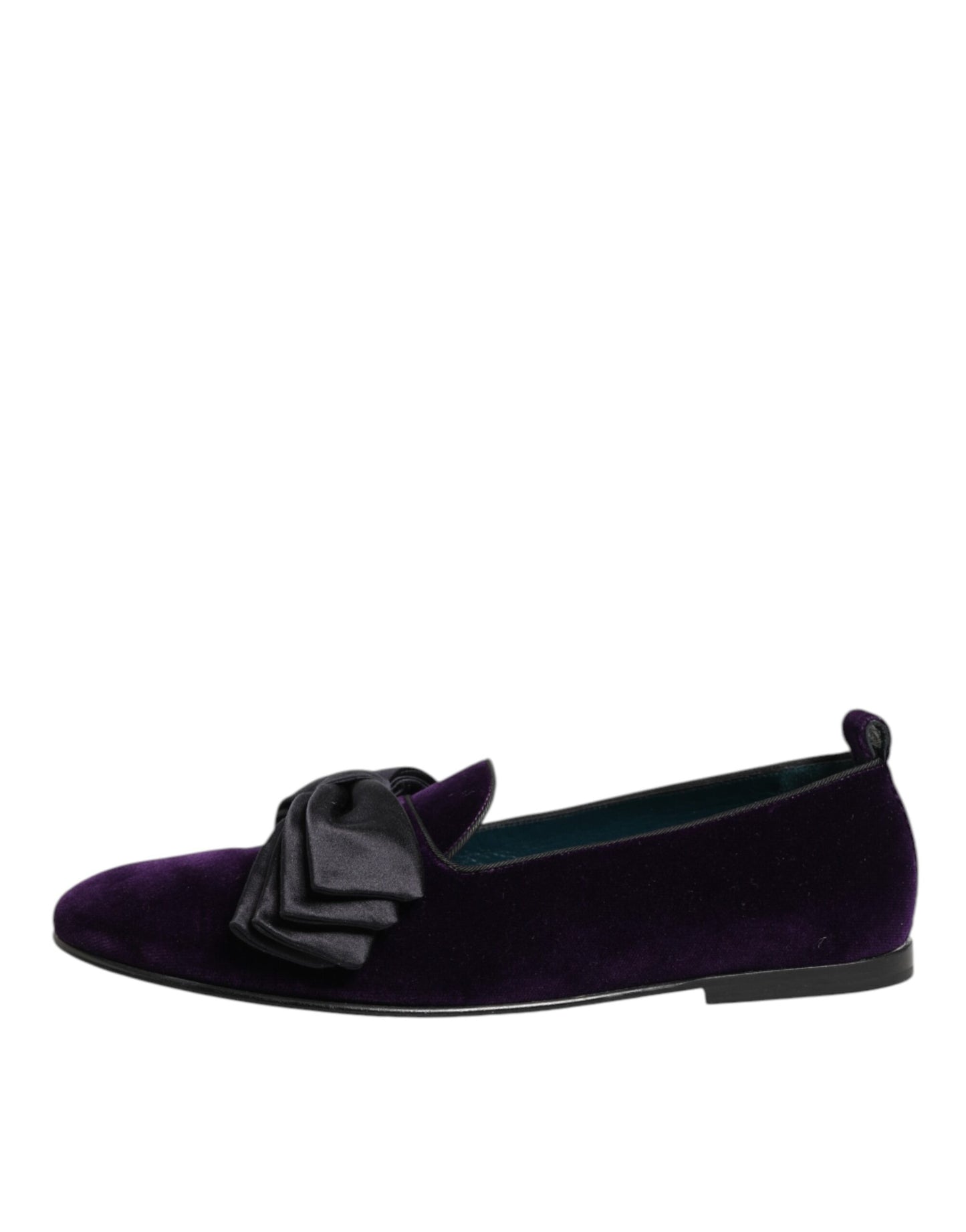 Dolce & Gabbana Lila Wildleder Baumwolle Schleife Slip On Loafers Schuhe