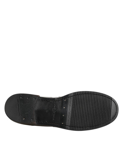 Dolce & Gabbana Metallic Silber Logo Slip On Männer Kleid Schuhe