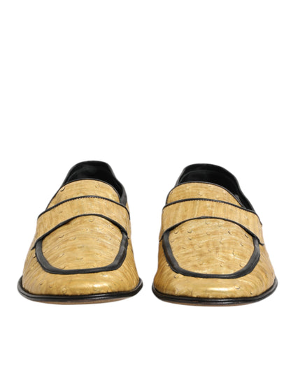 Dolce & Gabbana Gelb Schwarz Leder Slipper Schuhe