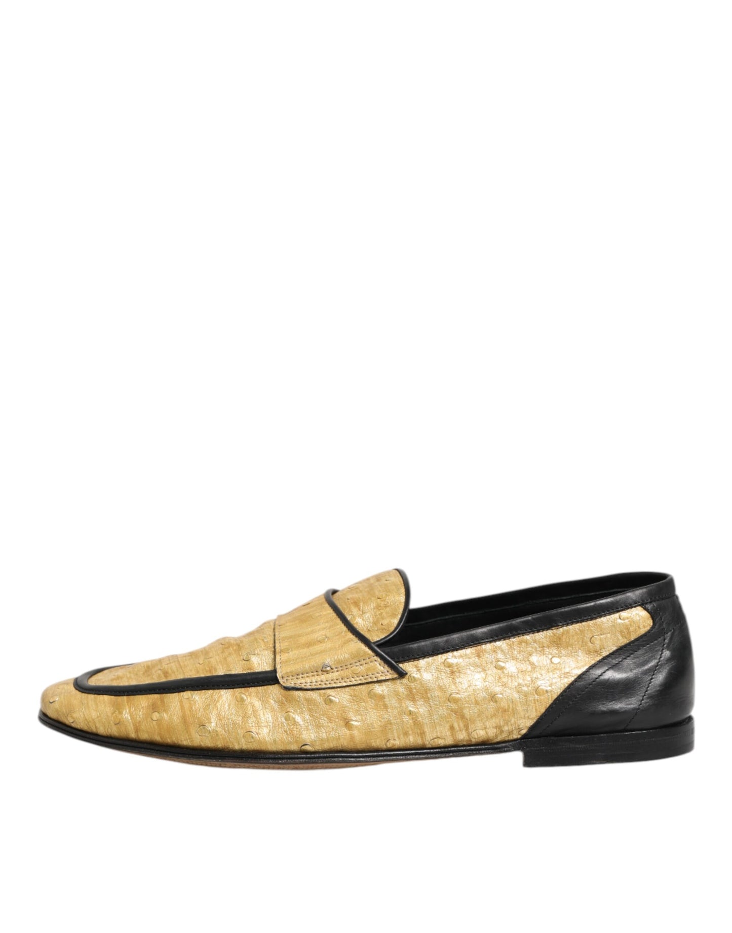Dolce & Gabbana Gelb Schwarz Leder Slipper Schuhe