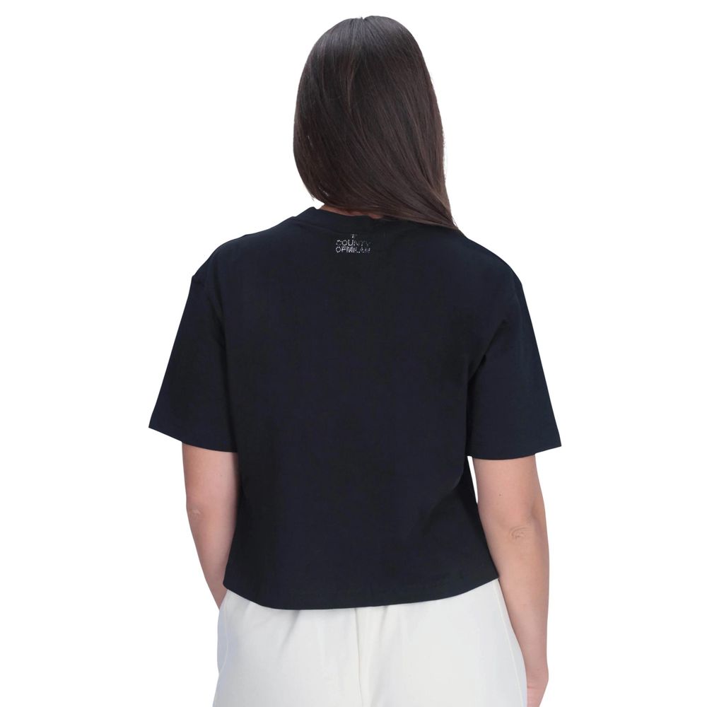 County of Milan Schwarzes T-Shirt aus Baumwolle