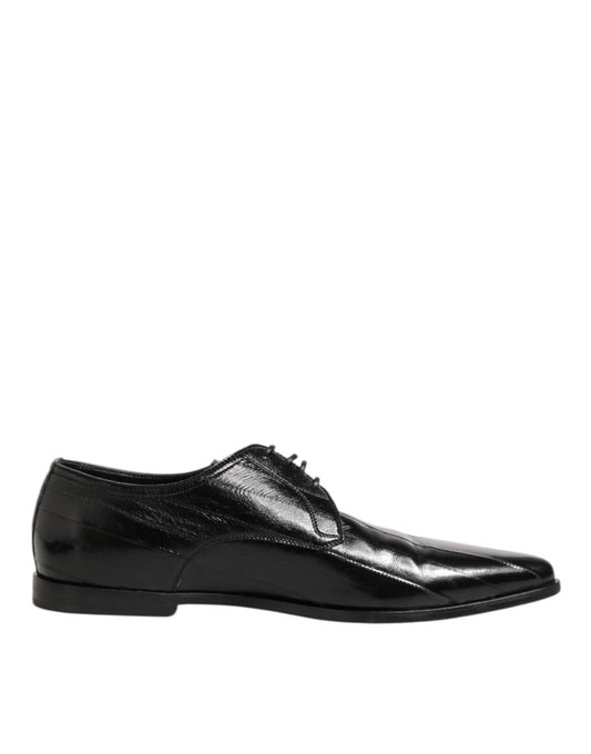 Dolce & Gabbana Schwarze Leder Schnürschuhe Derby Formal Dress Schuhe