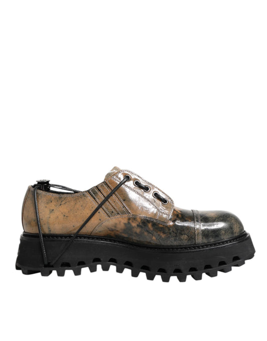 Dolce & Gabbana Braun Grau Lace Up Chunky Derby Männer Schuhe