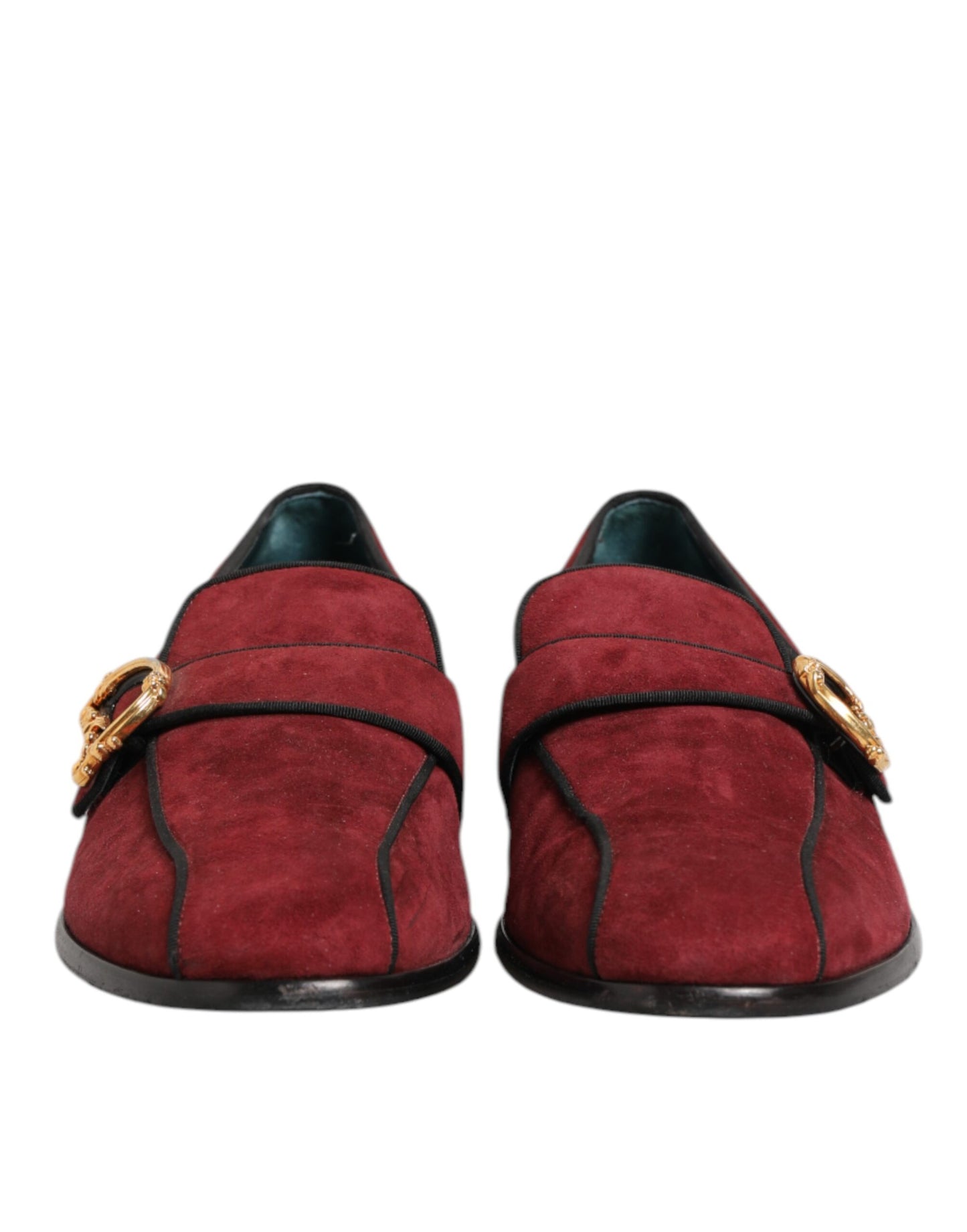 Dolce & Gabbana Bordeaux Wildleder Logo Loafers Formelle Schuhe