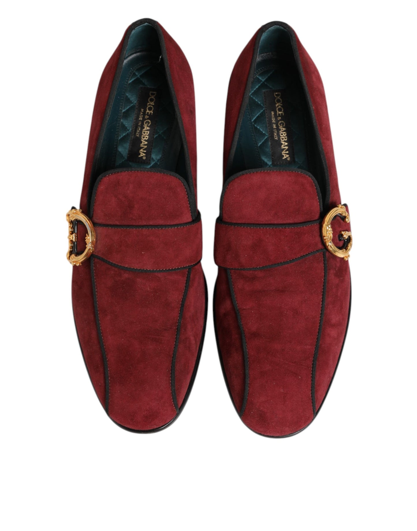Dolce & Gabbana Bordeaux Wildleder Logo Loafers Formelle Schuhe