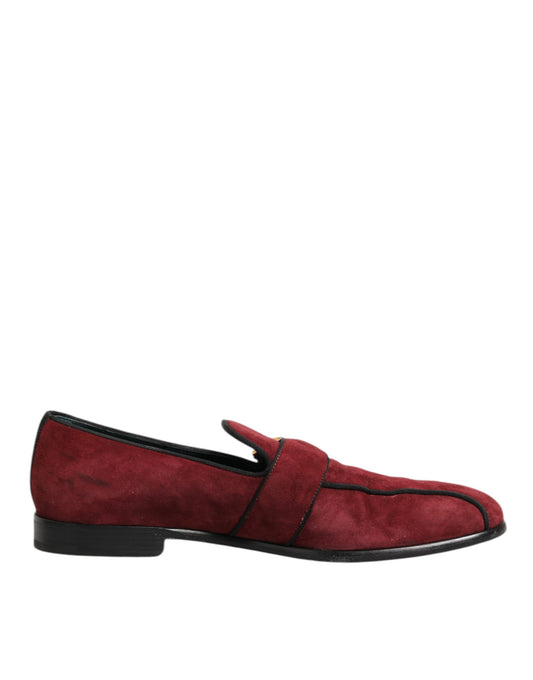 Dolce & Gabbana Bordeaux Wildleder Logo Loafers Formelle Schuhe