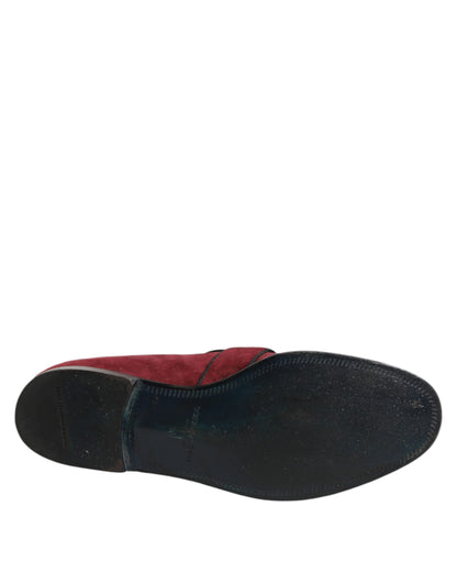 Dolce & Gabbana Bordeaux Wildleder Logo Loafers Formelle Schuhe