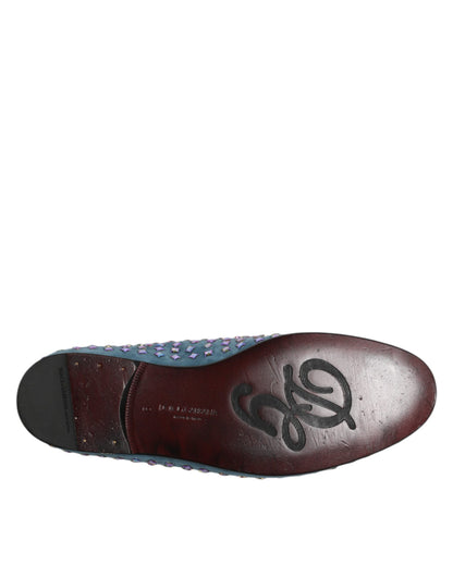Dolce & Gabbana Blau Wildleder Nieten Kleid Männer Loafers Schuhe