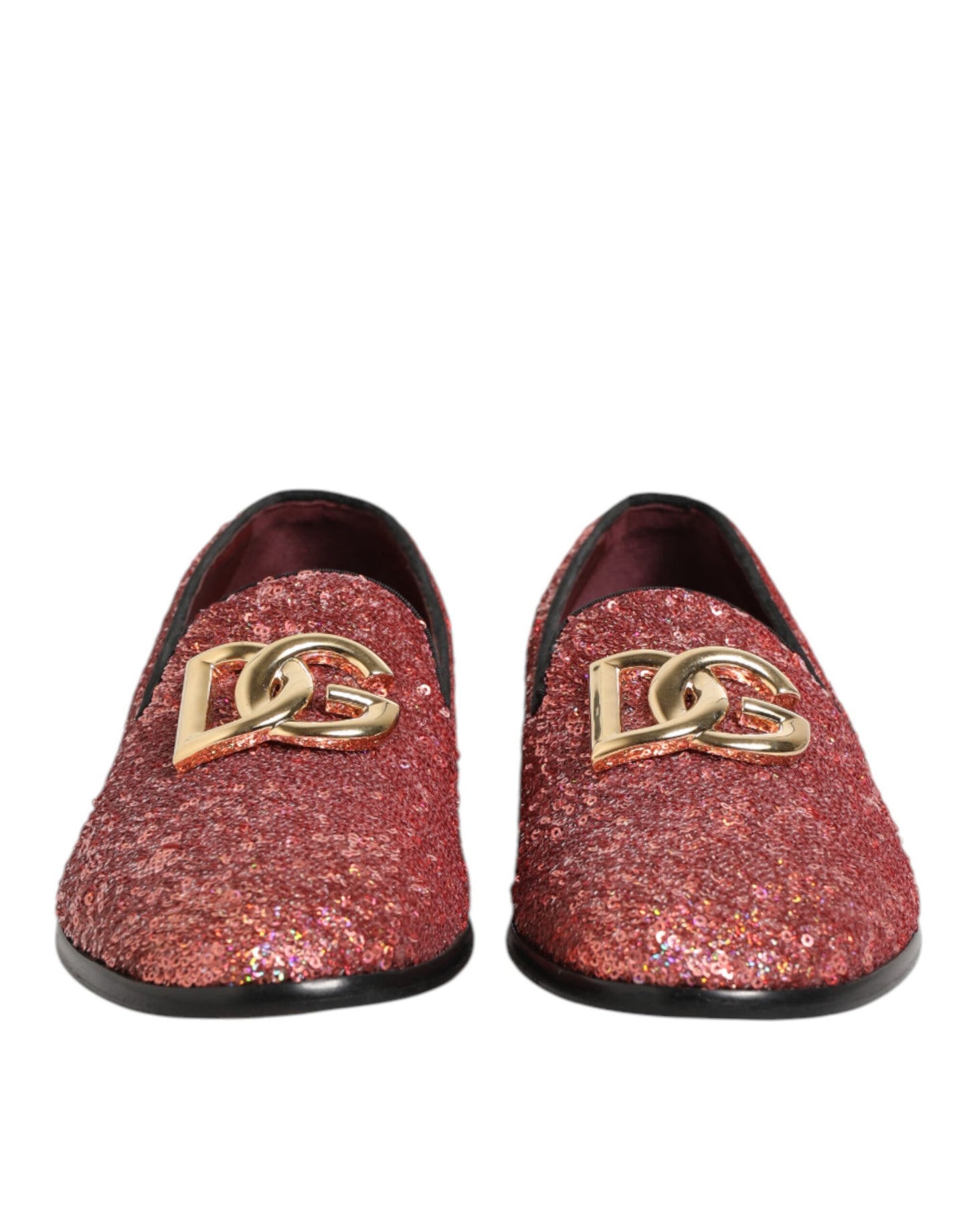 Dolce & Gabbana Rosa Pailletten Loafers Formal Kleid Männer Schuhe