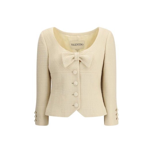 Valentino Kurze Jacke aus einfarbigem Woll-Tweed