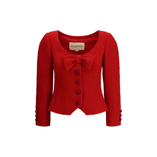 Valentino Kurze Jacke aus einfarbigem Woll-Tweed