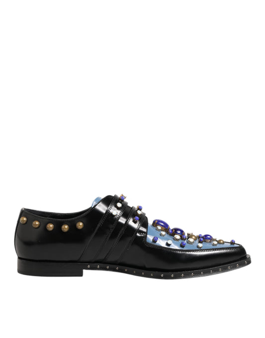 Dolce & Gabbana Schwarz Blau Verschönert MONKSTRAP Kleid Schuhe