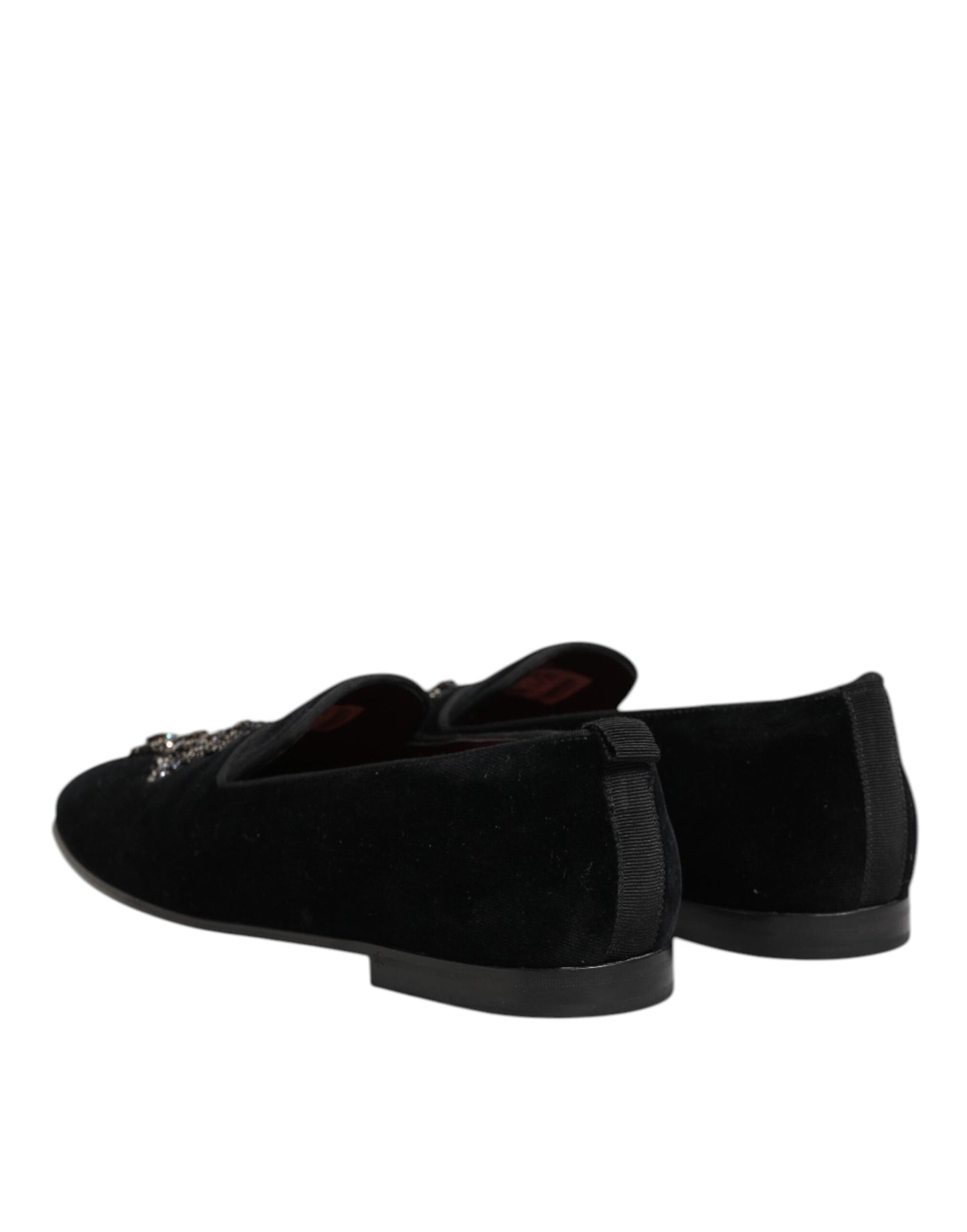 Dolce & Gabbana Schwarzes Kreuz verschönert Slip On Loafers Kleid Schuhe